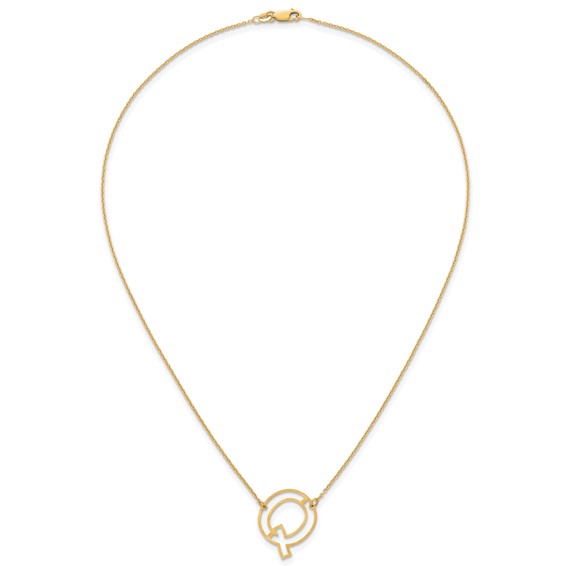 Sterling Silver/Gold-Plated Sideways Cut Out Initial Q Necklace