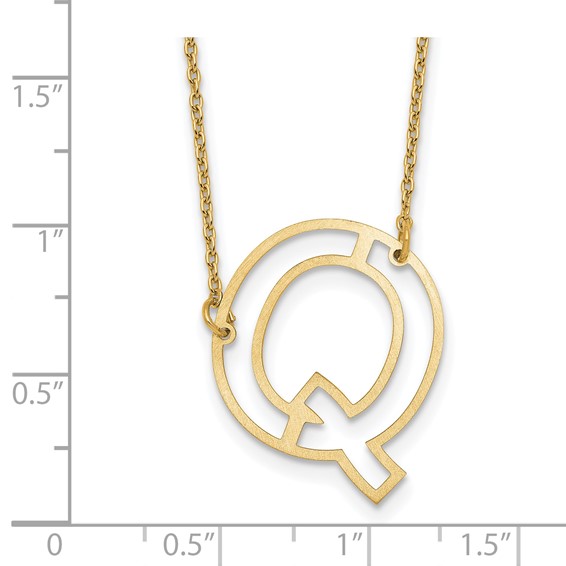 Sterling Silver/Gold-Plated Sideways Cut Out Initial Q Necklace
