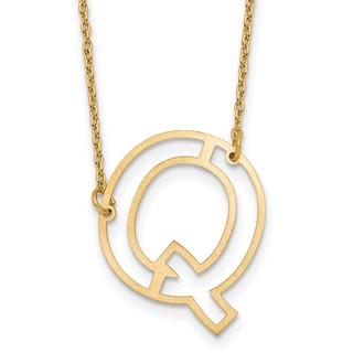Sterling Silver/Gold-Plated Sideways Cut Out Initial Q Necklace