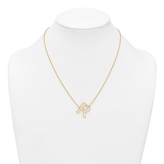 Sterling Silver/Gold-Plated Sideways Cut Out Initial R Necklace