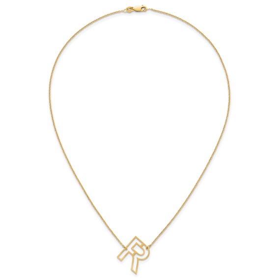 Sterling Silver/Gold-Plated Sideways Cut Out Initial R Necklace