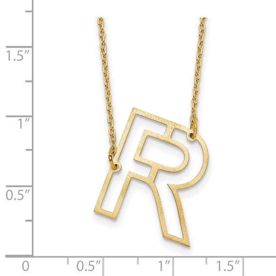 Sterling Silver/Gold-Plated Sideways Cut Out Initial R Necklace