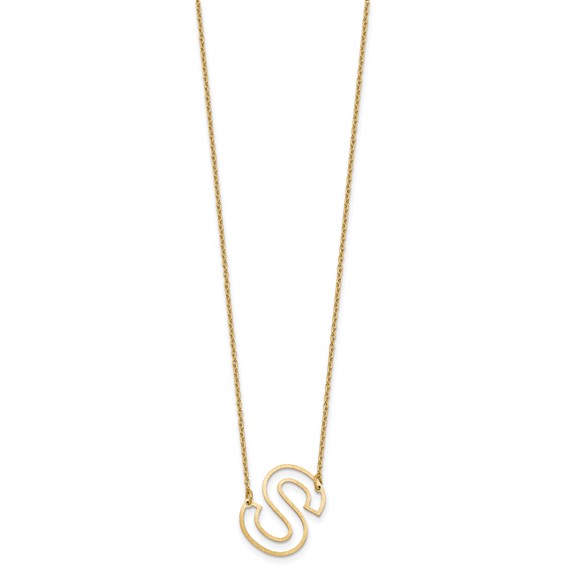 Sterling Silver/Gold-Plated Sideways Cut Out Initial S Necklace