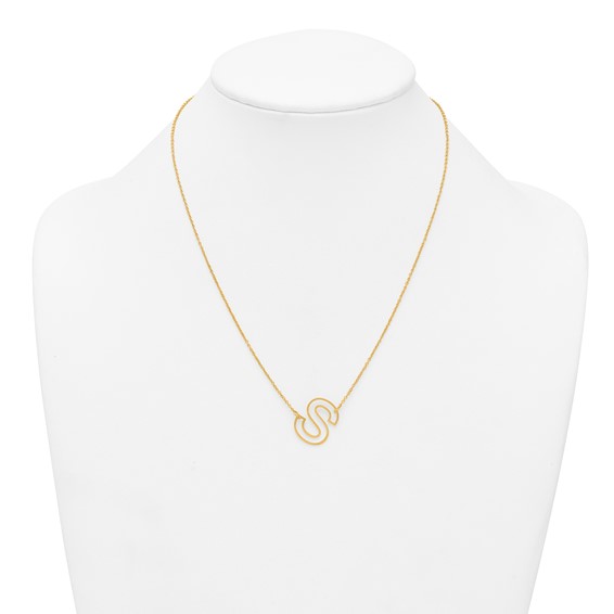 Sterling Silver/Gold-Plated Sideways Cut Out Initial S Necklace