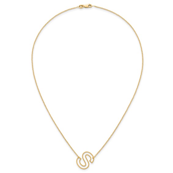 Sterling Silver/Gold-Plated Sideways Cut Out Initial S Necklace