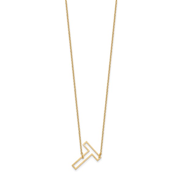 Sterling Silver/Gold-Plated Sideways Cut Out Initial T Necklace
