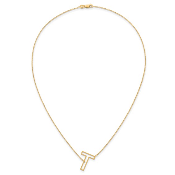Sterling Silver/Gold-Plated Sideways Cut Out Initial T Necklace