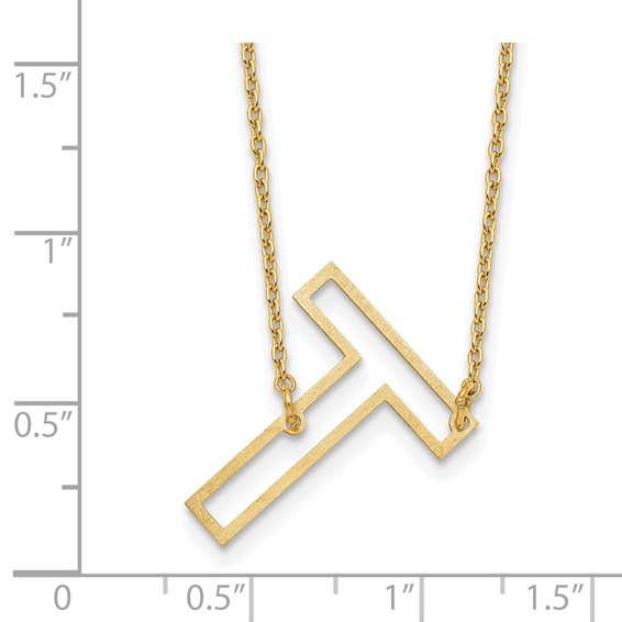 Sterling Silver/Gold-Plated Sideways Cut Out Initial T Necklace