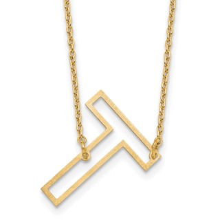 Sterling Silver/Gold-Plated Sideways Cut Out Initial T Necklace