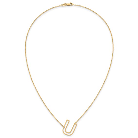 Sterling Silver/Gold-Plated Sideways Cut Out Initial U Necklace
