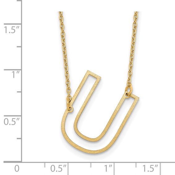 Sterling Silver/Gold-Plated Sideways Cut Out Initial U Necklace
