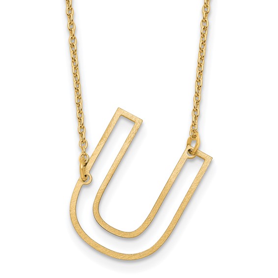 Sterling Silver/Gold-Plated Sideways Cut Out Initial U Necklace