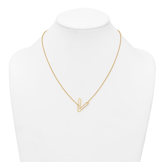 Sterling Silver/Gold-Plated Sideways Cut Out Initial V Necklace