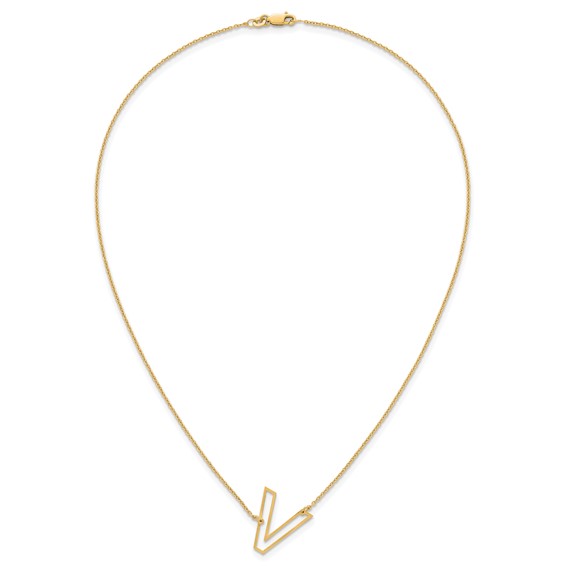 Sterling Silver/Gold-Plated Sideways Cut Out Initial V Necklace