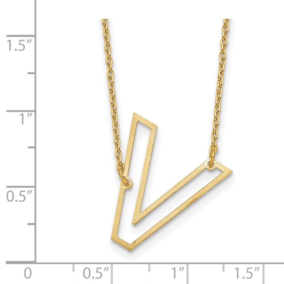 Sterling Silver/Gold-Plated Sideways Cut Out Initial V Necklace