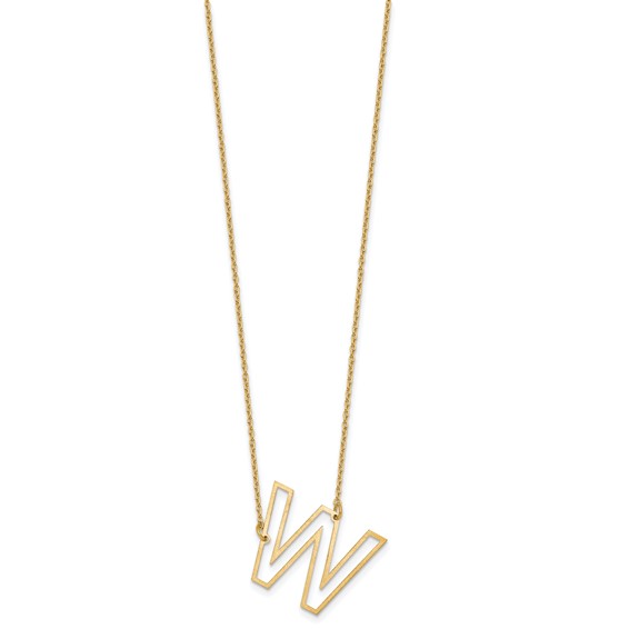 Sterling Silver/Gold-Plated Sideways Cut Out Initial W Necklace