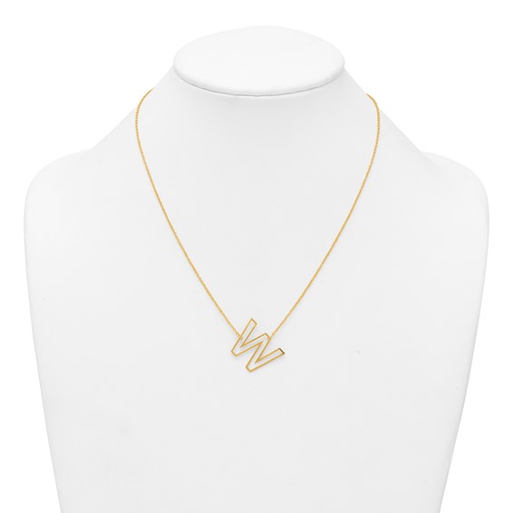 Sterling Silver/Gold-Plated Sideways Cut Out Initial W Necklace