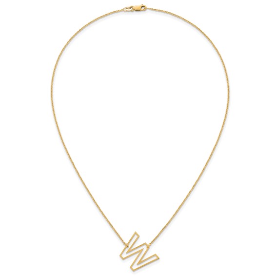 Sterling Silver/Gold-Plated Sideways Cut Out Initial W Necklace