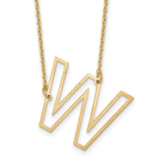 Sterling Silver/Gold-Plated Sideways Cut Out Initial W Necklace