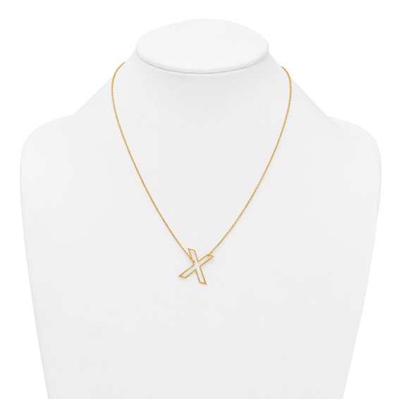 Sterling Silver/Gold-Plated Sideways Cut Out Initial X Necklace
