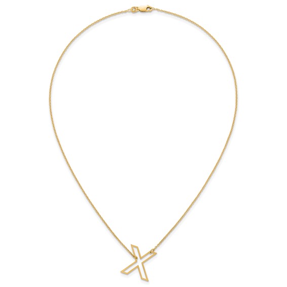 Sterling Silver/Gold-Plated Sideways Cut Out Initial X Necklace