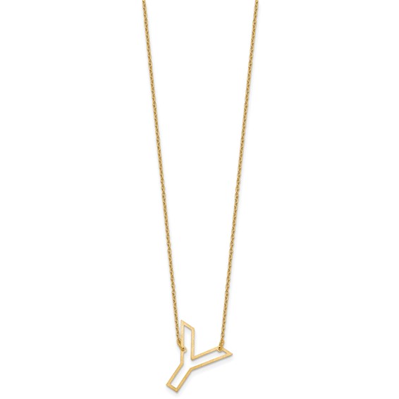 Sterling Silver/Gold-Plated Sideways Cut Out Initial Y Necklace
