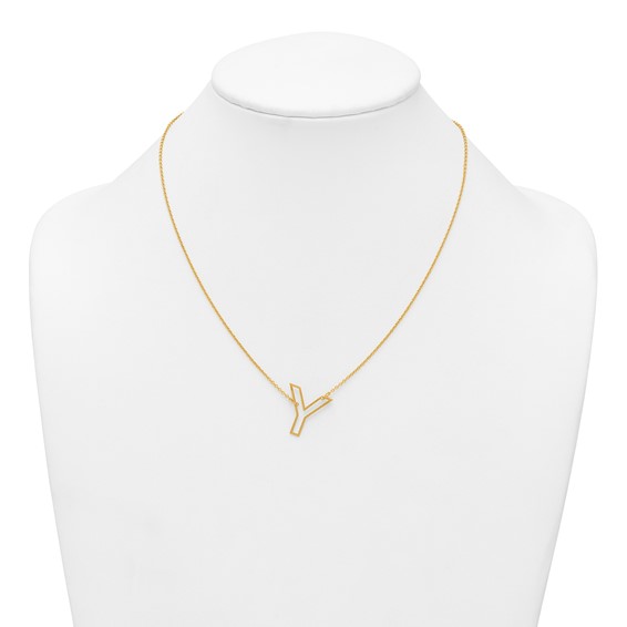 Sterling Silver/Gold-Plated Sideways Cut Out Initial Y Necklace