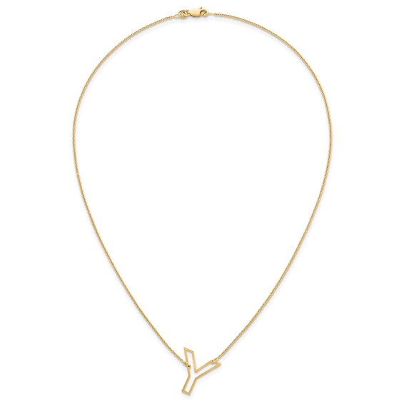 Sterling Silver/Gold-Plated Sideways Cut Out Initial Y Necklace