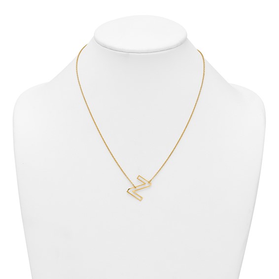 Sterling Silver/Gold-Plated Sideways Cut Out Initial Z Necklace
