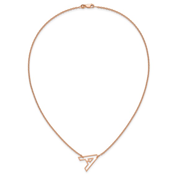 Sterling Silver/Rose-gold Sideways Cut-out Initial A Necklace