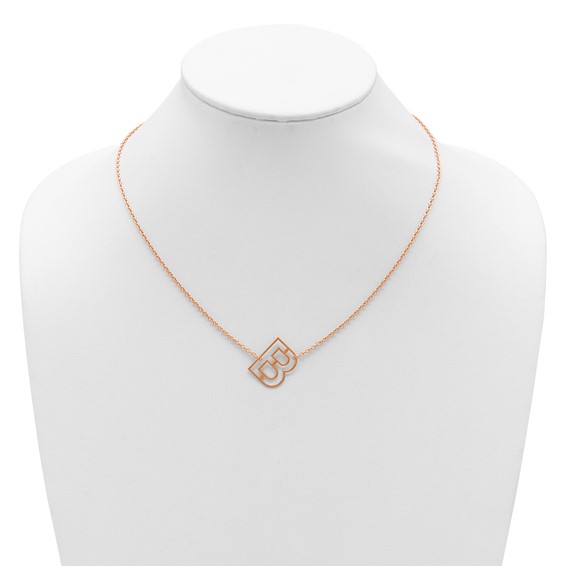 Sterling Silver/Rose Gold-Plated Sideways Cut Out Initial B Necklace