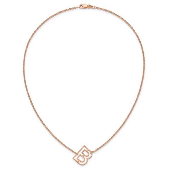 Sterling Silver/Rose Gold-Plated Sideways Cut Out Initial B Necklace