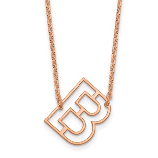 Sterling Silver/Rose Gold-Plated Sideways Cut Out Initial B Necklace