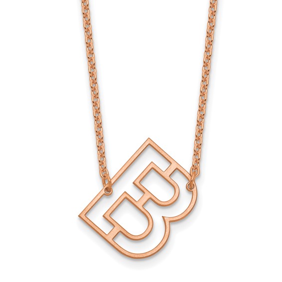 Sterling Silver/Rose Gold-Plated Sideways Cut Out Initial B Necklace