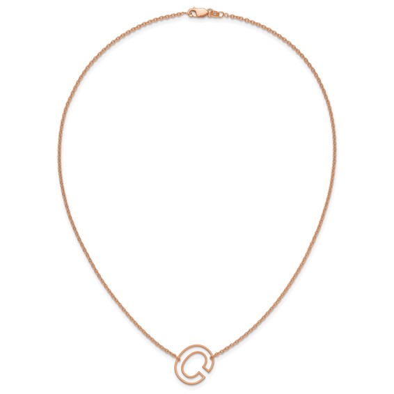 Sterling Silver/Rose Gold-Plated Sideways Cut Out Initial C Necklace