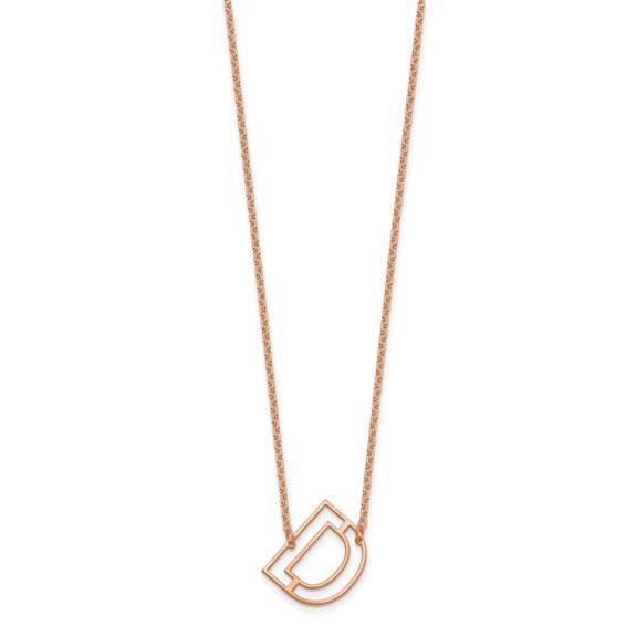 Sterling Silver/Rose Gold-Plated Sideways Cut Out Initial D Necklace