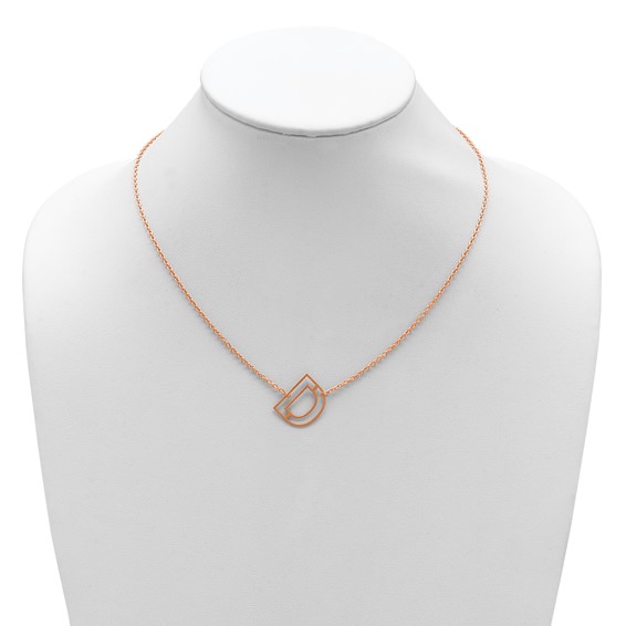 Sterling Silver/Rose Gold-Plated Sideways Cut Out Initial D Necklace