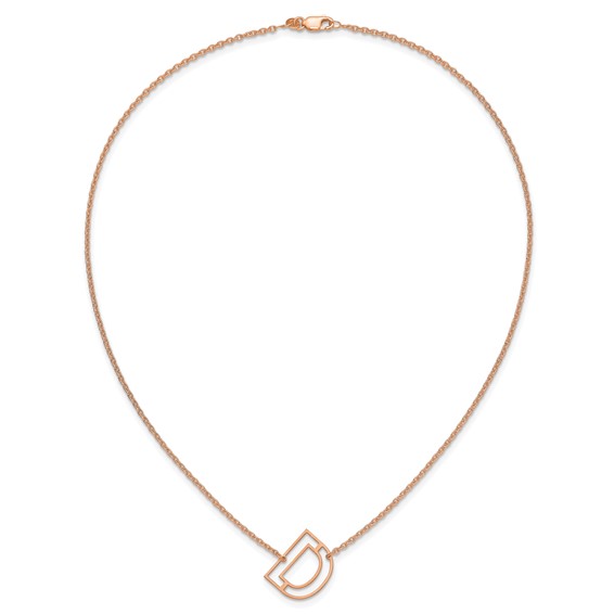Sterling Silver/Rose Gold-Plated Sideways Cut Out Initial D Necklace
