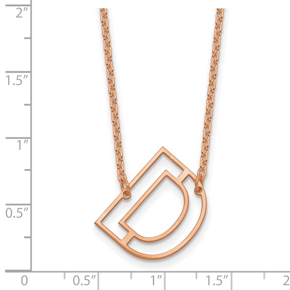Sterling Silver/Rose Gold-Plated Sideways Cut Out Initial D Necklace