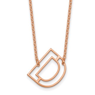 Sterling Silver/Rose Gold-Plated Sideways Cut Out Initial D Necklace