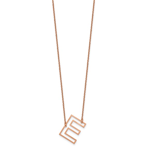 Sterling Silver/Rose Gold-Plated Sideways Cut Out Initial E Necklace