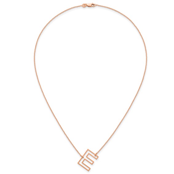 Sterling Silver/Rose Gold-Plated Sideways Cut Out Initial E Necklace