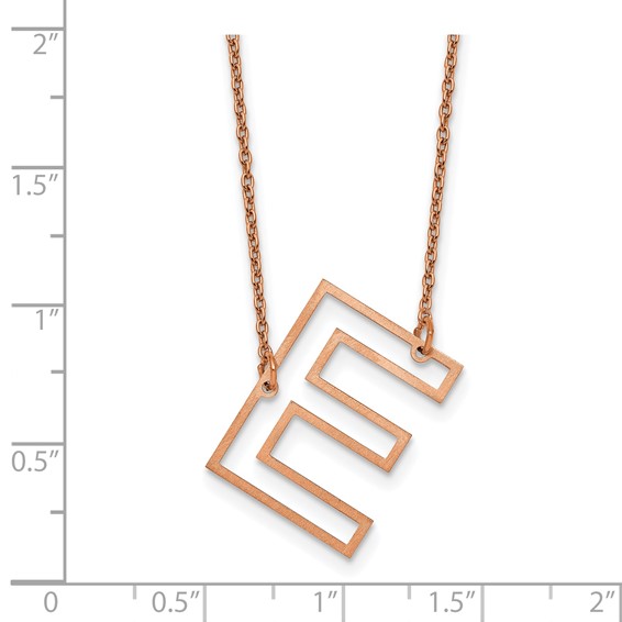 Sterling Silver/Rose Gold-Plated Sideways Cut Out Initial E Necklace