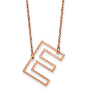 Sterling Silver/Rose Gold-Plated Sideways Cut Out Initial E Necklace