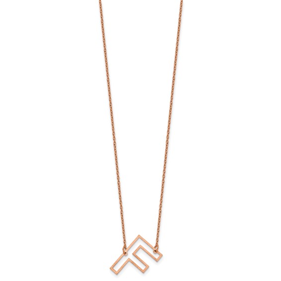 Sterling Silver/Rose Gold-Plated Sideways Cut Out Initial F Necklace