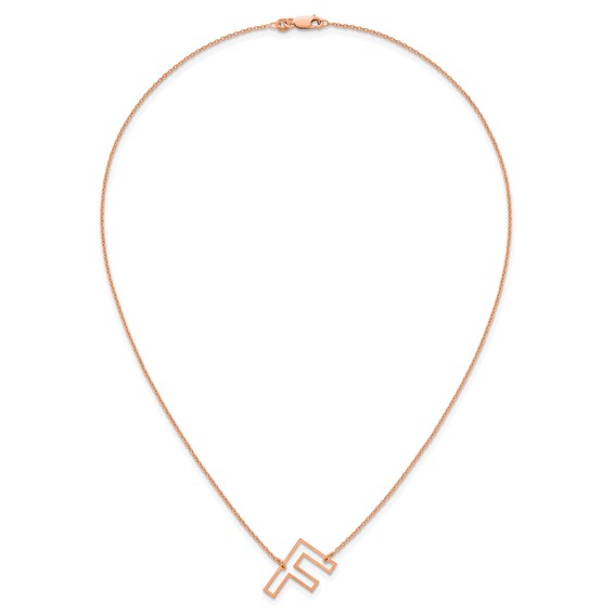 Sterling Silver/Rose Gold-Plated Sideways Cut Out Initial F Necklace