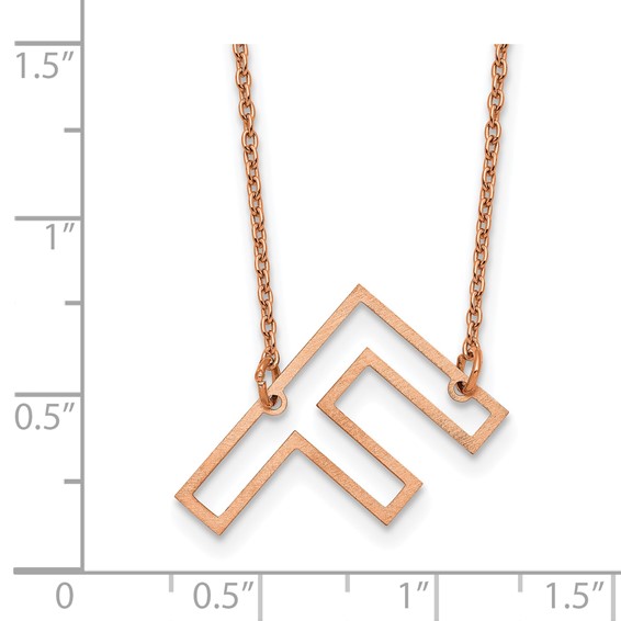 Sterling Silver/Rose Gold-Plated Sideways Cut Out Initial F Necklace