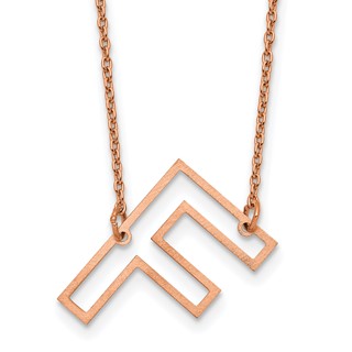 Sterling Silver/Rose Gold-Plated Sideways Cut Out Initial F Necklace