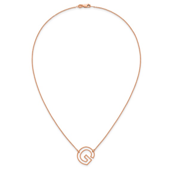 Sterling Silver/Rose Gold-Plated Sideways Cut Out Initial G Necklace