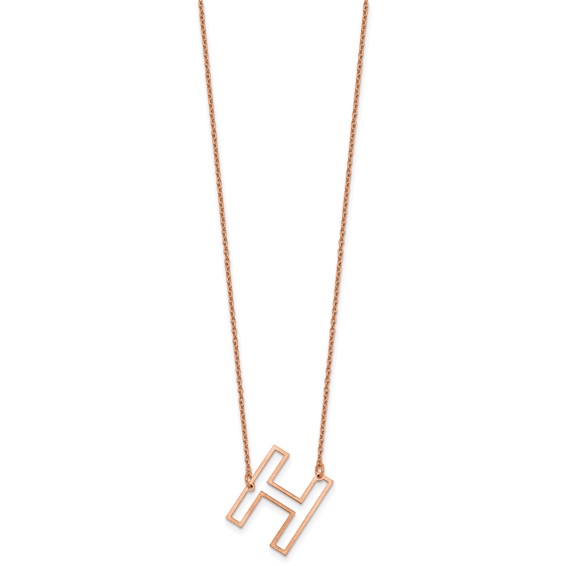 Sterling Silver/Rose Gold-Plated Sideways Cut Out Initial H Necklace